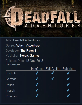 Deadfall Adventures Digital Deluxe Steam - Click Image to Close